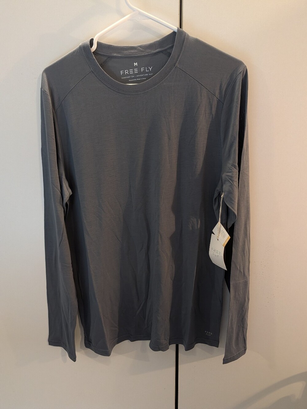 Free Fly Men’s M Storm Cloud Bamboo Lightweight Long Sleeve Crew in Slate Gray